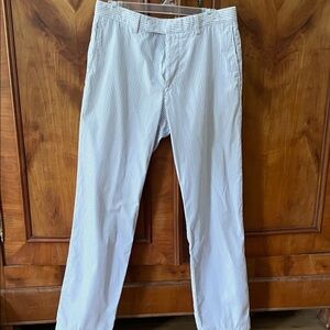 Hugo Boss Men's Chinos in White and Blue Pinstripes